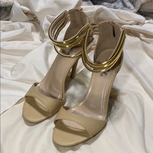 Qupid Gold Accent Heels